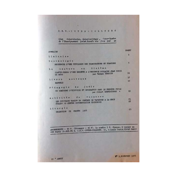 1. C.E.P Inter-collèges 1978-1979 aux éditions Centre d'études pédagogiques