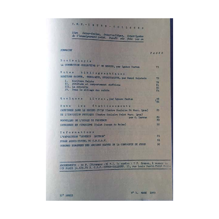 1. C.E.P Inter-collèges 1978-1979 aux éditions Centre d'études pédagogiques
