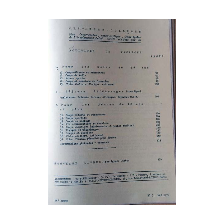 1. C.E.P Inter-collèges 1978-1979 aux éditions Centre d'études pédagogiques