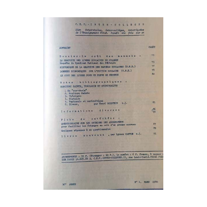 1. C.E.P Inter-collèges 1979-1980 aux éditions Centre d'études pédagogiques