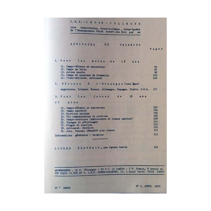 1. C.E.P Inter-collèges 1979-1980 aux éditions Centre d'études pédagogiques