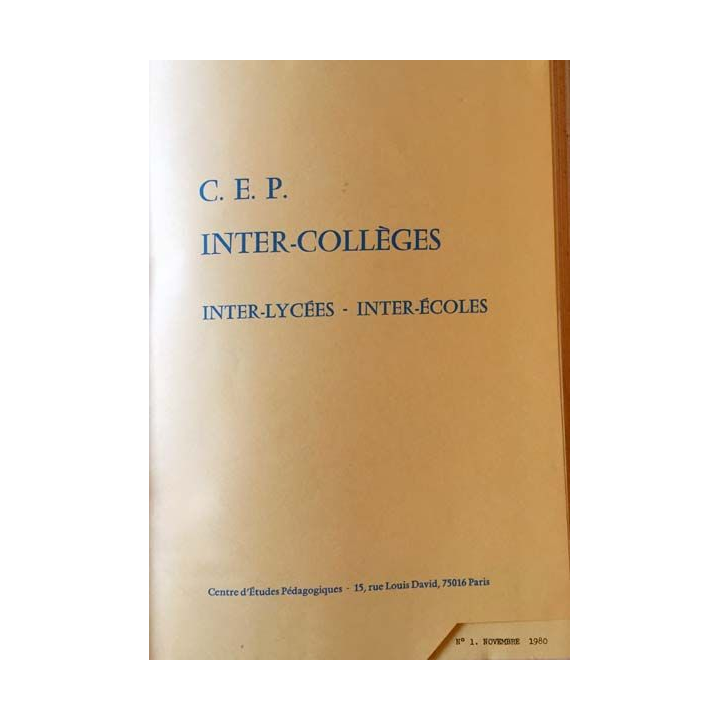 1. C.E.P Inter-collèges 1980-1981 aux éditions Centre d'études pédagogiques