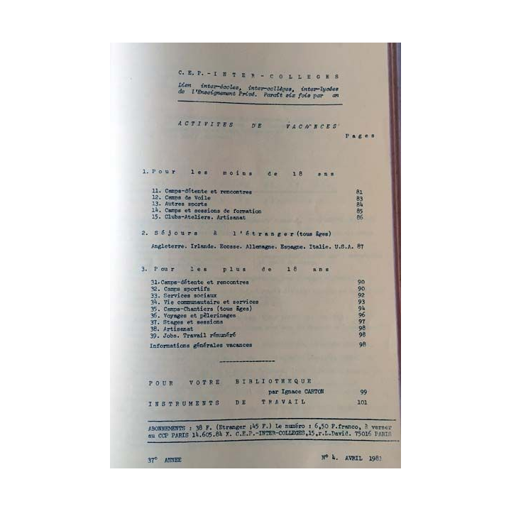 1. C.E.P Inter-collèges 1980-1981 aux éditions Centre d'études pédagogiques