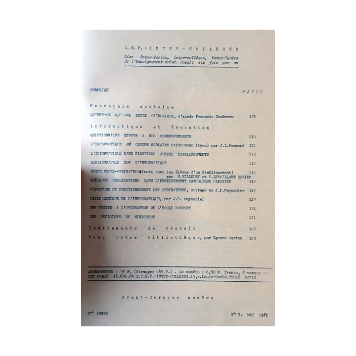 1. C.E.P Inter-collèges 1980-1981 aux éditions Centre d'études pédagogiques