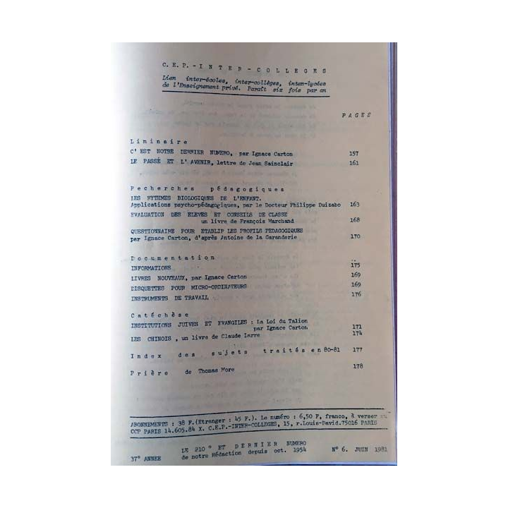 1. C.E.P Inter-collèges 1980-1981 aux éditions Centre d'études pédagogiques