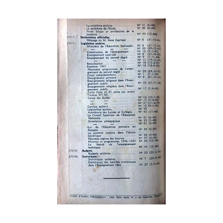 1. Documents pédagogiques 1946 aux éditions SPES