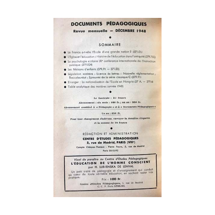 1. Documents pédagogiques 1948 aux éditions SPES