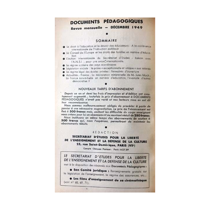 1. Documents pédagogiques 1949 aux éditions SPES