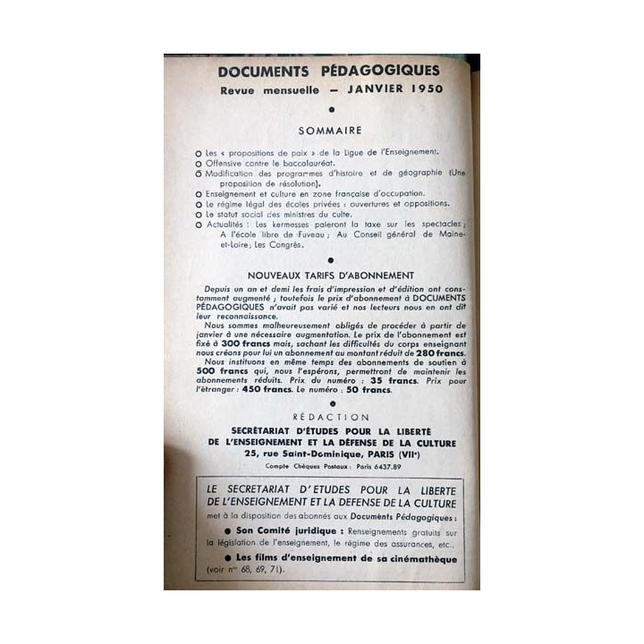 1. Documents pédagogiques 1950 aux éditions SPES