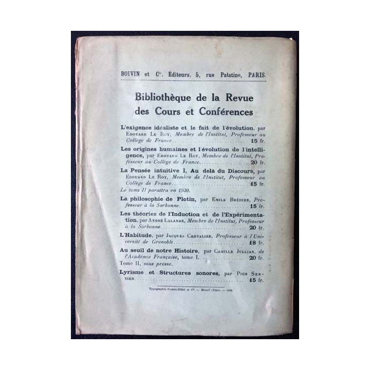 1. Les rythmes comme introduction physique à l'esthétique de Pius Servien aux éditions Boivin & Cie