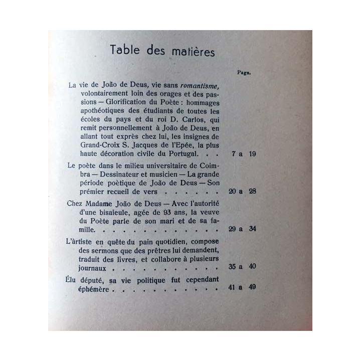 1. Joao de Deus l'homme, le poète et le penseur de Charles Oulmont aux éditions Romero 1948