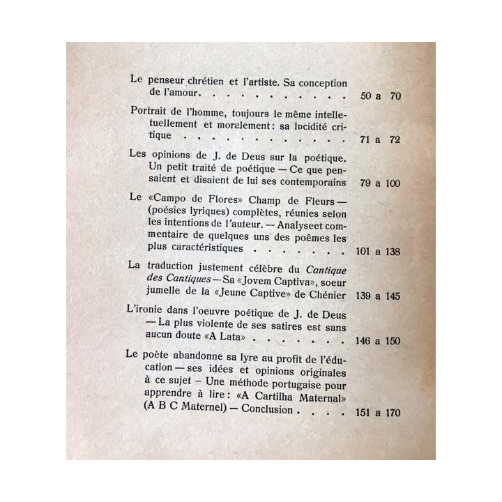 1. Joao de Deus l'homme, le poète et le penseur de Charles Oulmont aux éditions Romero 1948