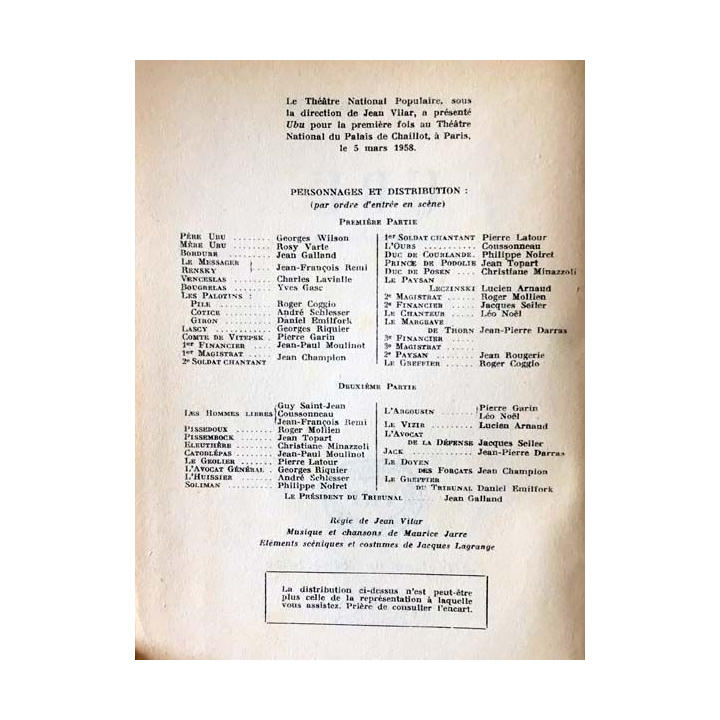 1. UBU version pour la scène de Alfred Jarry aux éditions L'arche
