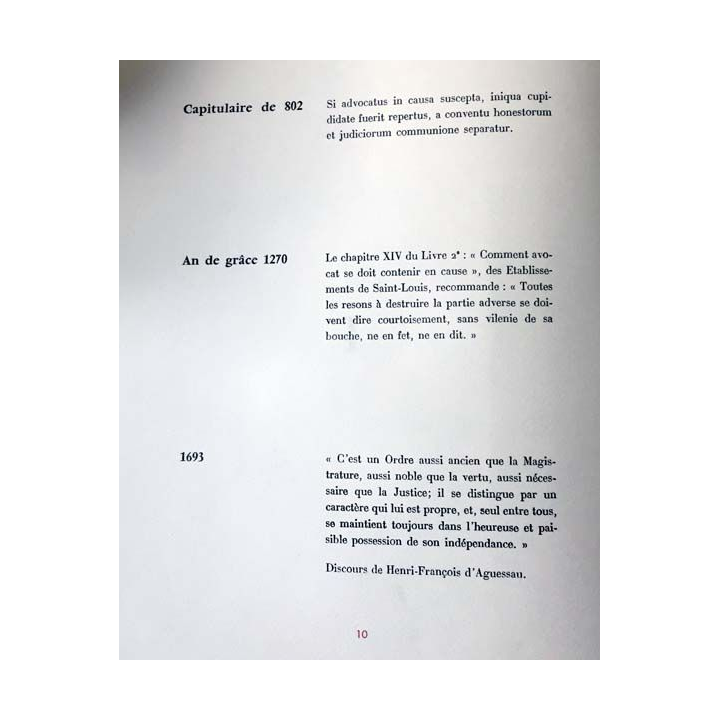 1. Le cent cinquantenaire du rétablissement du barreau de France 10 décembre 1960