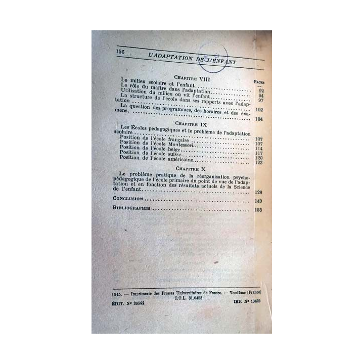 1. L'adaptation de l'enfant au milieu scolaire de Paul Bodin aux éditions Presses universitaires de France