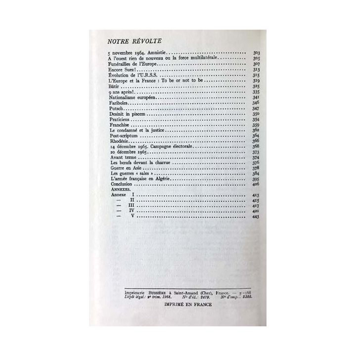 1. Notre révolte de Maurice Challe aux éditions Presses de la cité 1968