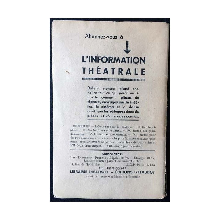 1. Le locataire du troisième sur la cour de Jérome K. Jérome aux éditions librairie Théâtrale