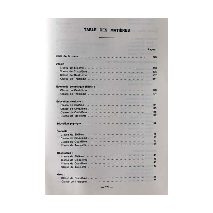 1. Le premier cycle horaires, programmes, instructions aux éditions institut pédagogique national