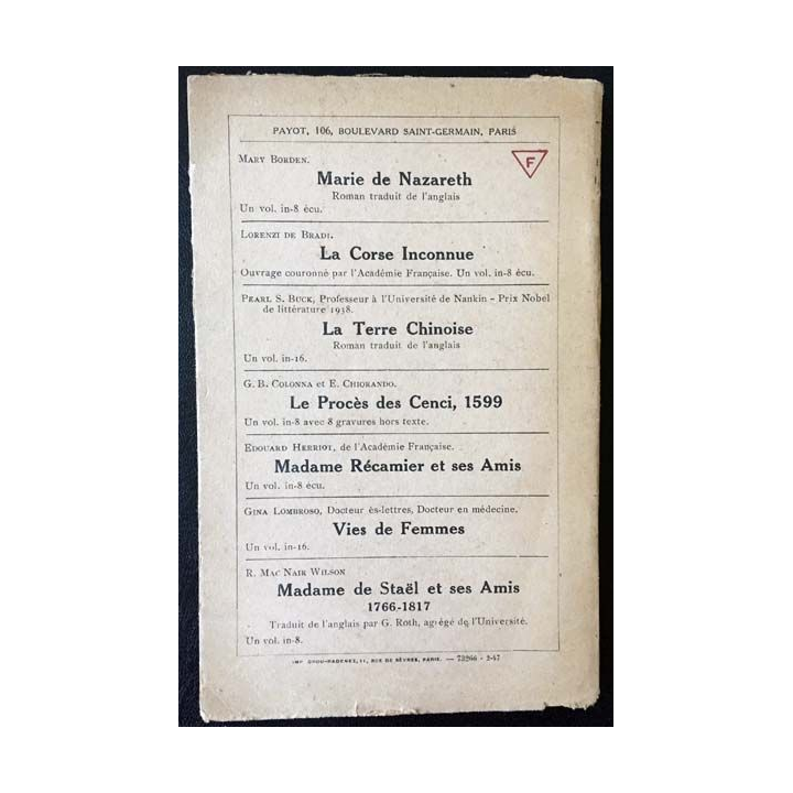 1. Le rosaire de Florence L. Barclay aux éditions Payot 1946