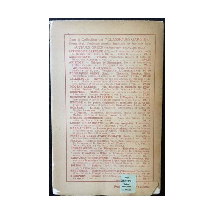 1. Théâtre d'Aristophane Tome II de Marc-Jean Alfonsi aux éditions Garnier frères