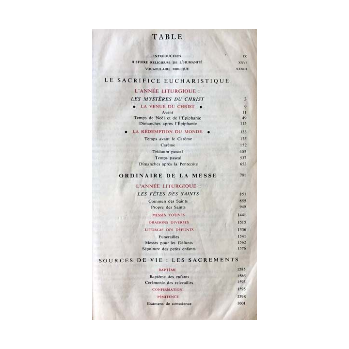 1. Missel quotidien des fidèles de R.P.J Feder aux éditions Mame 1958