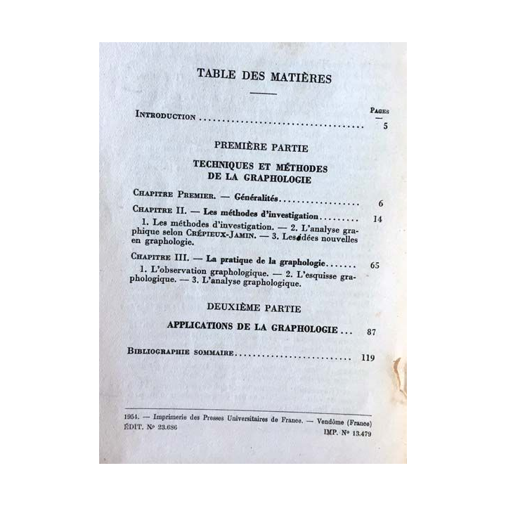 1. N°256 Que sais je ? La graphologie de Herbert Hertz aux éditions Presses universitaires de France