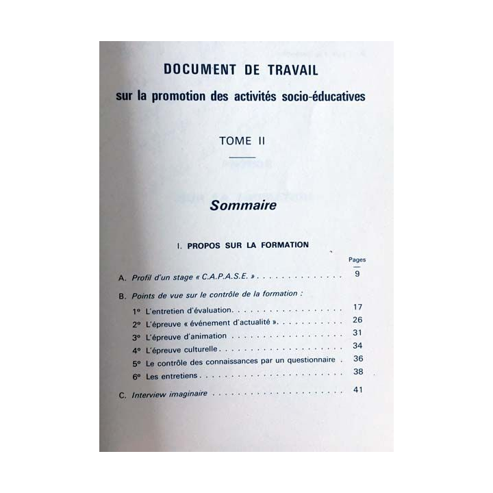 1. Document de travail sur la promotion des activités socio-éducatives Tome II