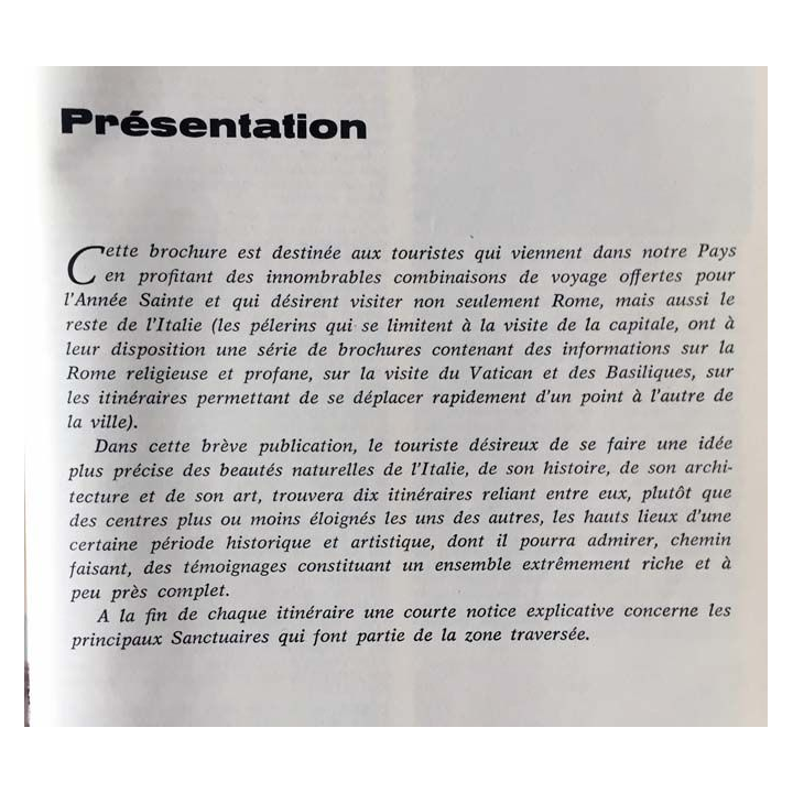 1. Voyage en Italie pour l'année Sainte de l'office national italien de tourisme