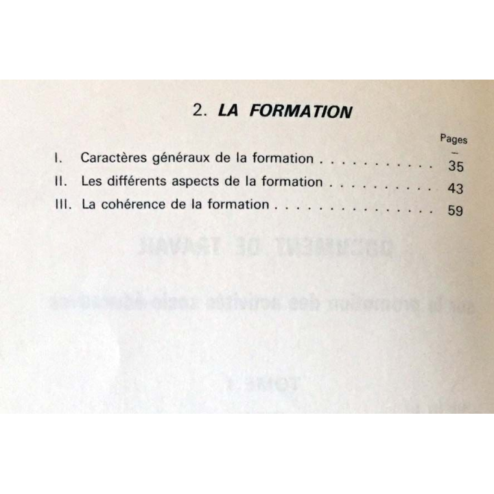 1. Document de travail sur la promotion des activités socio-éducatives Tome I