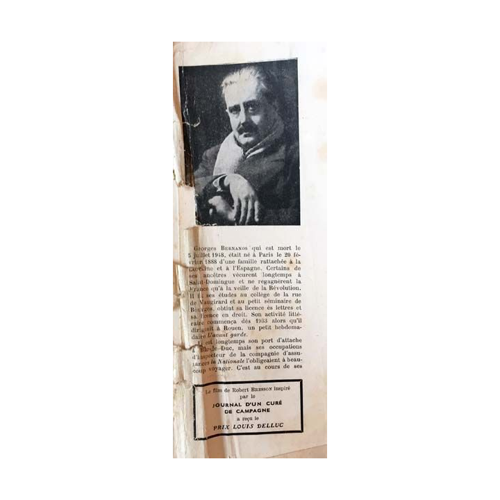 1. Journal d'un curé de campagne de Georges Bernanos aux éditions Plon 1951