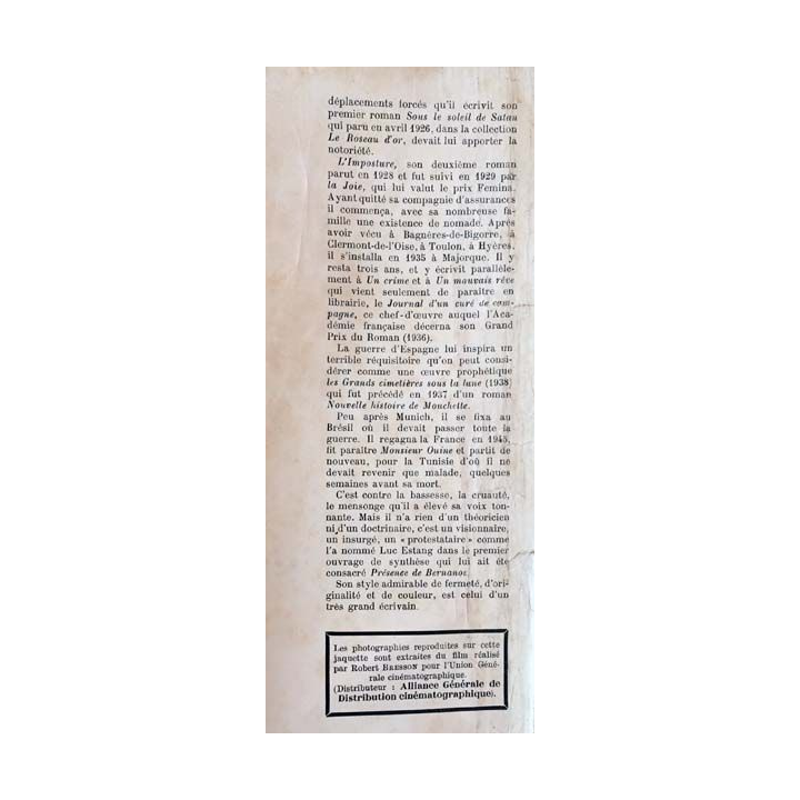 1. Journal d'un curé de campagne de Georges Bernanos aux éditions Plon 1951