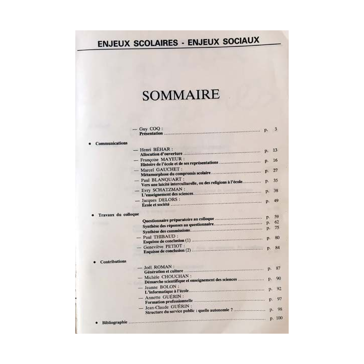 1. Intervention N°14 Oct./Nov./Déc. 1985 enjeux scolaires, enjeux sociaux