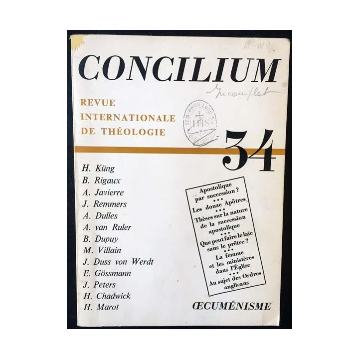 1. Concilium 34 revue internationale de théologie aux éditions Mame