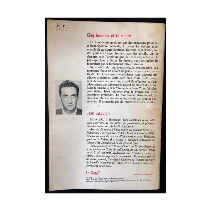 1. Cinq hommes et la France de Jean Lacouture aux éditions du Seuil