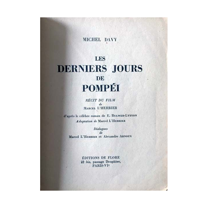 1. Les derniers jours de Pompei de Michel Davy aux éditions de Flore 1949