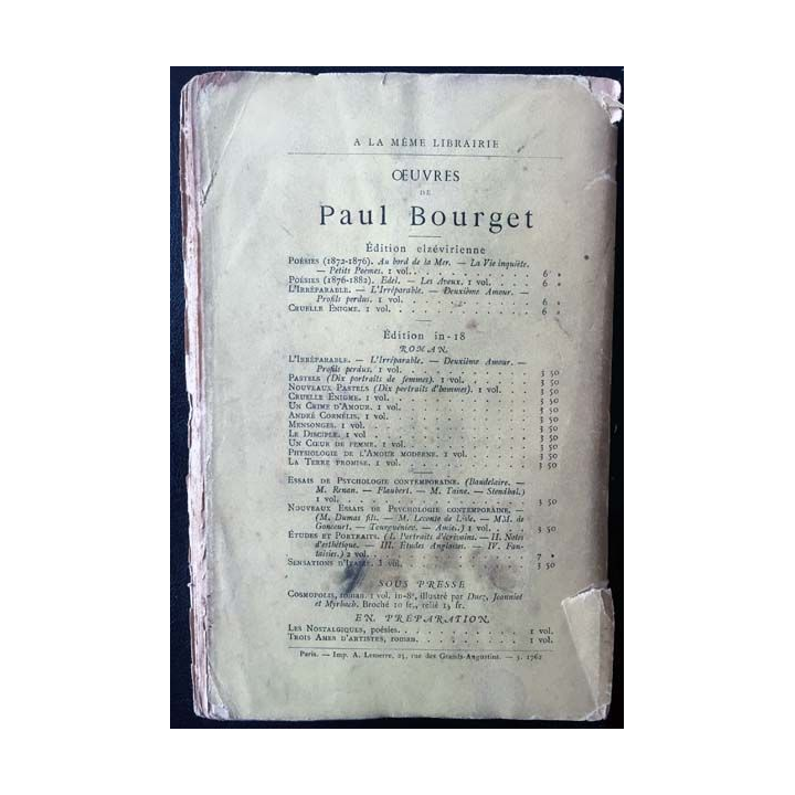 1. La terre promise de Paul Bourget aux éditions Alphonse Lemerre 1892