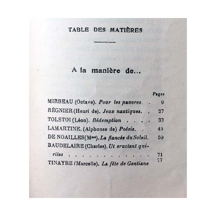 1. A la Manière de... de Paul Redoux et Charles Muller aux éditions Bernard Grasset 1914