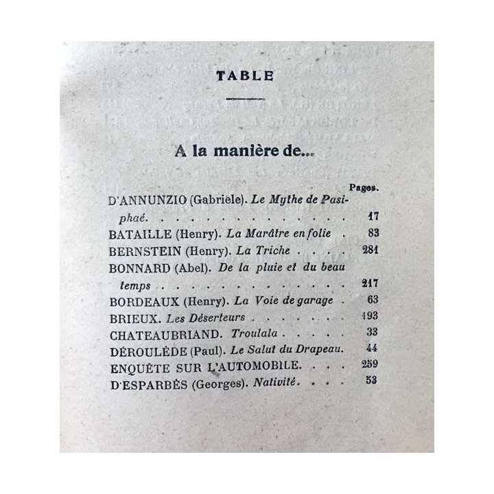 1. A la Manière de... de Paul Reboux et Charles Muller aux éditions Bernard Grasset 1914