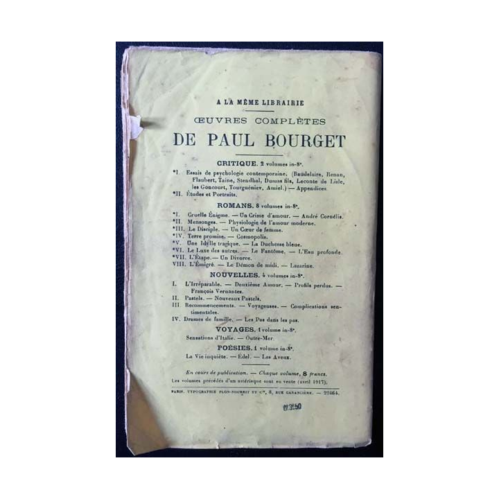 1. Lazarine de Paul Bourget aux éditions librairie Plon 1917