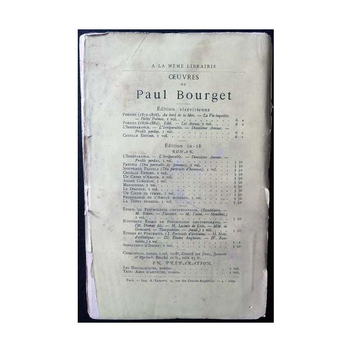 1. Cruelle énigme de Paul Bourget aux éditions Alphonse Lemerre