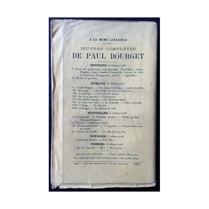 1. Le démon de midi de Paul Bourget aux éditions librairie Plon 1914