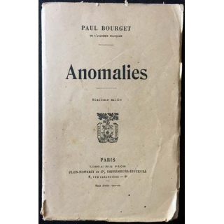 1. Anomalies de Paul Bourget aux éditions librairie Plon 1920