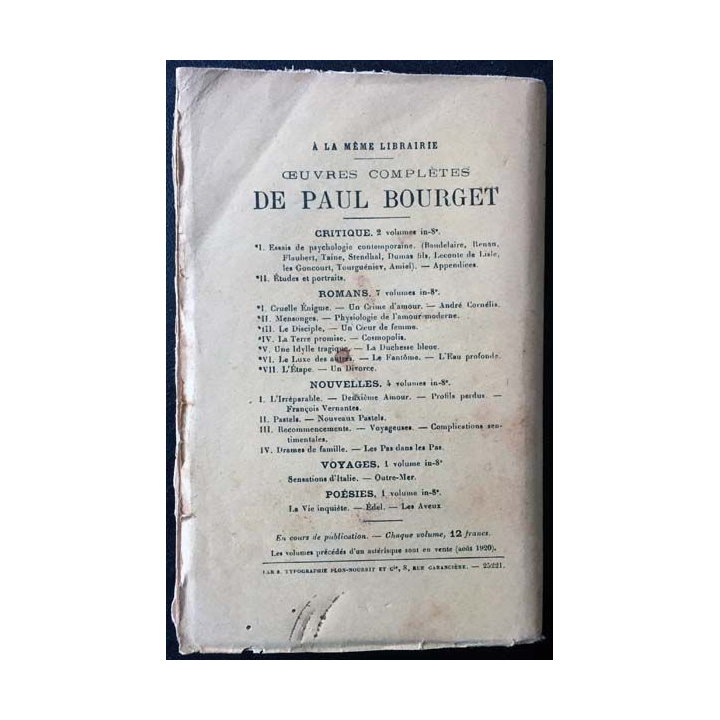 1. Anomalies de Paul Bourget aux éditions librairie Plon 1920