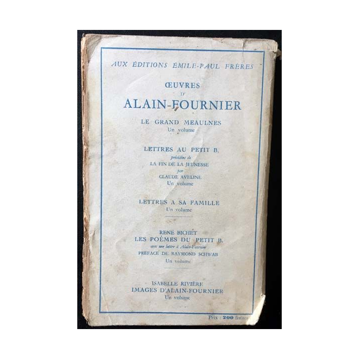 1. Images d'Alain-Fournier par sa soeur Isabelle aux éditions Émile-Paul frères 1947