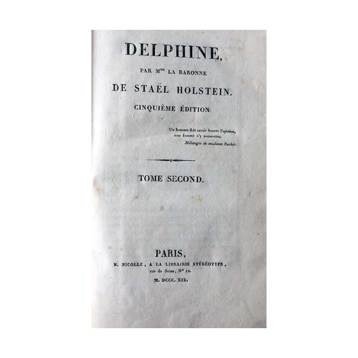 1. Delphine Tome II par Mme La Baronne de Staël Holstein aux éditions H. Nicolle