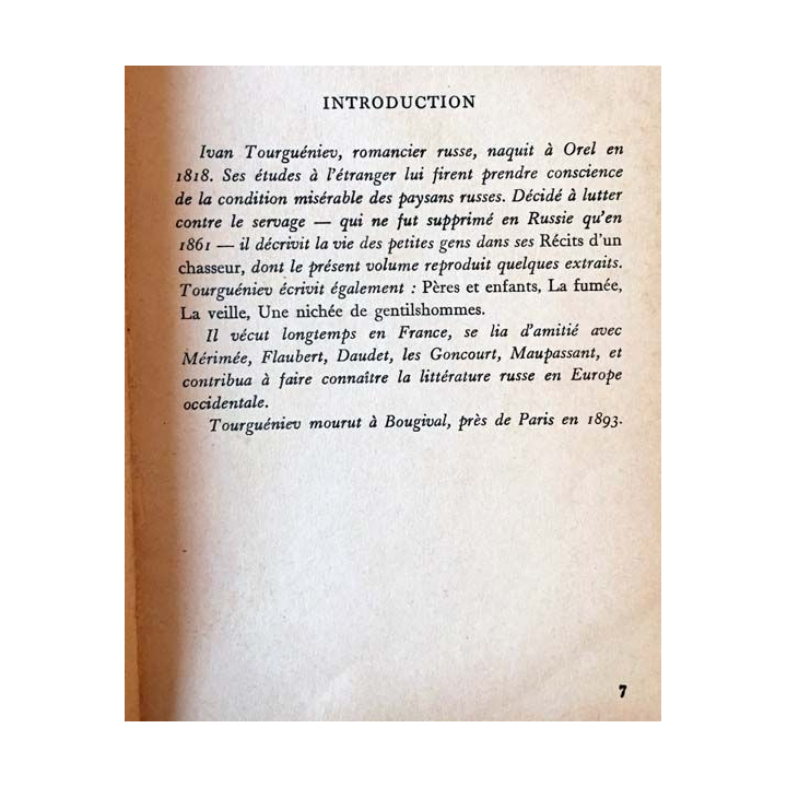 1. Récit d'un chasseur de Ivan Tourguéniev aux éditions Casterman