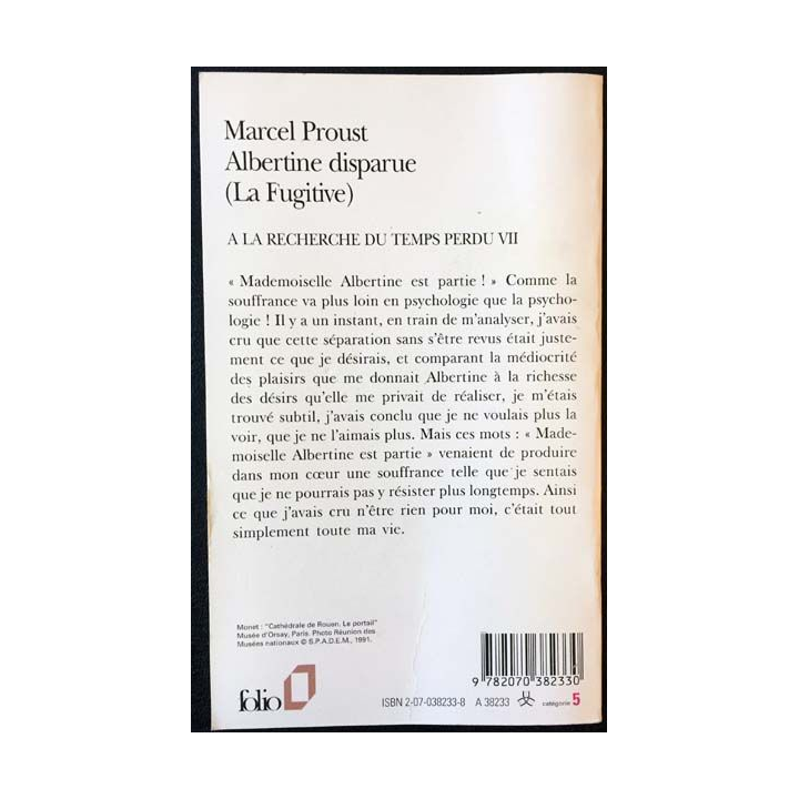 1. Albertine disparue de Marcel Proust aux éditions Gallimard 1989