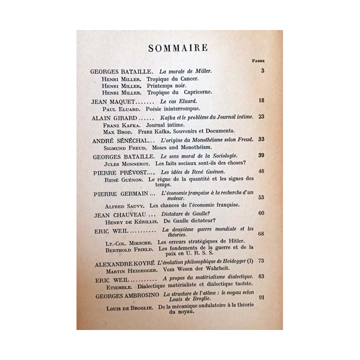 1. Critique n°1 Revue générale des publications française et étrangères Juin 1946