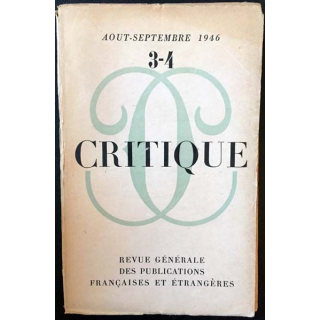 1. Critique n°3-4 Revue générale des publications françaises et étrangères Aout-Septembre 1946