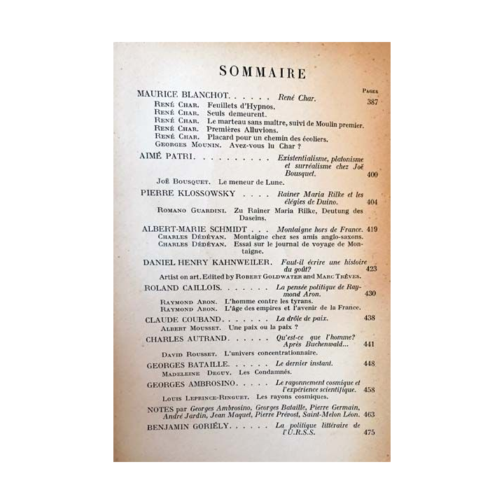 1. Critique n°5 Revue générale des publications françaises et étrangères Octobre 1946